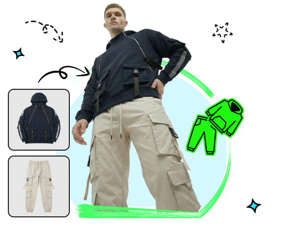 Style outfits and showcase them on a model with one click